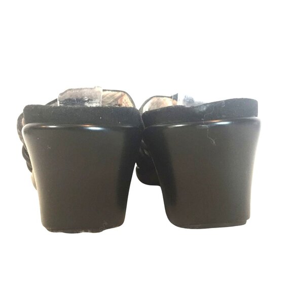 Umberto Raffini Platform Sandal Black Leather Slide Slip-On Flower Womens 8.5-9 - Picture 4 of 10